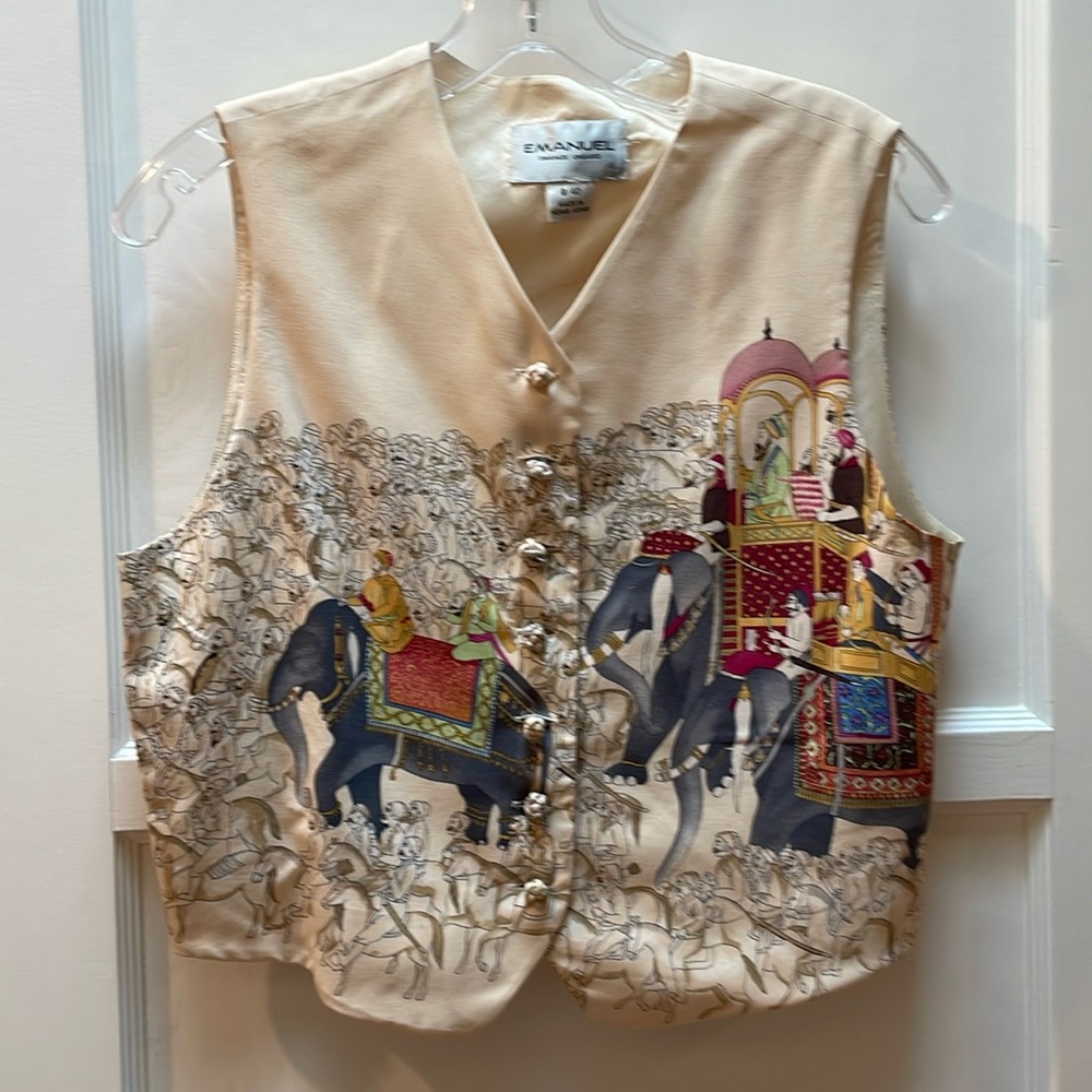 Emanuel Ungaro silk India elephant theme vest sz6